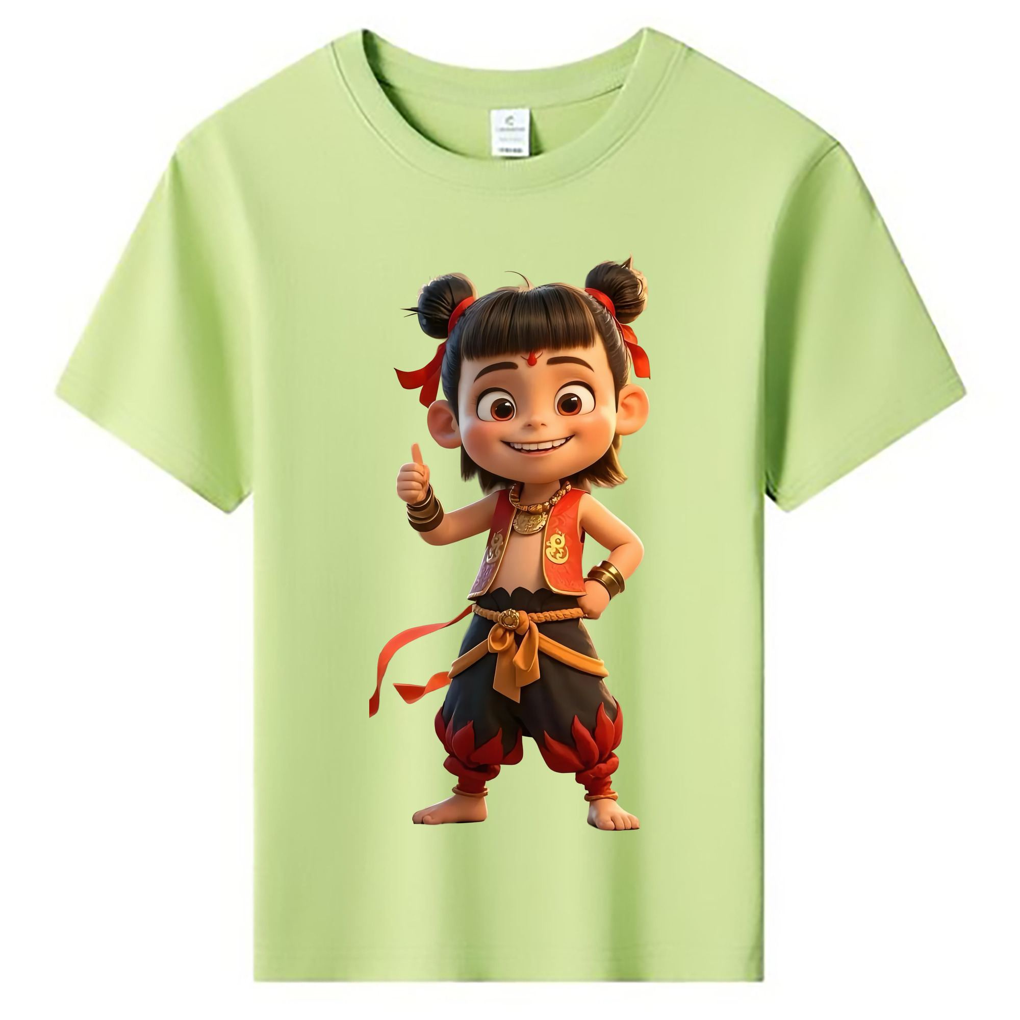 （画像用） Ne Zha 2 ナタ 魔童の大暴れ 綿100％キッズTシャツ（フロントプリント）